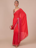 Rani Color Chinon Saree with Matching Unstitched Blouse - House of Surya