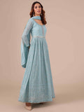 Ice Blue Georgette Anarkali with Matching Dupatta - House of Surya