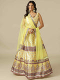 Printed Silk Lehenga Choli with Matching Net Dupatta - House of Surya