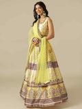 Printed Silk Lehenga Choli with Matching Net Dupatta - House of Surya