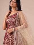 Wine Khaddi Georgette Anarkali with Net Dupatta - House of Surya