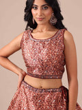 Brown Color Printed Lehenga Choli with Net Dupatta - House of Surya