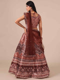 Brown Color Printed Lehenga Choli with Net Dupatta - House of Surya