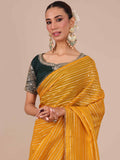 Yellow Organza Saree - House of Surya