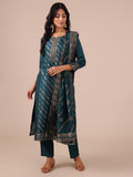 Peacock Green Suit with Matching Dupatta - House of Surya