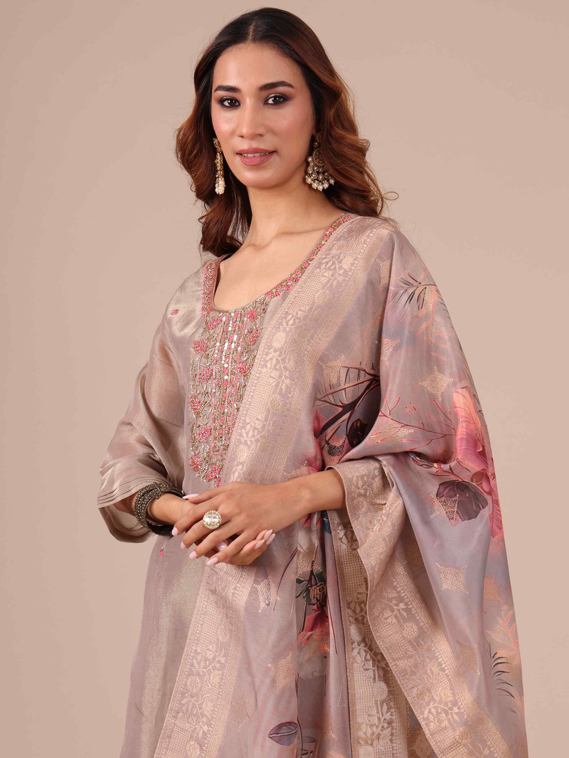 Lavender Color Suit with Matching Dupatta - House of Surya