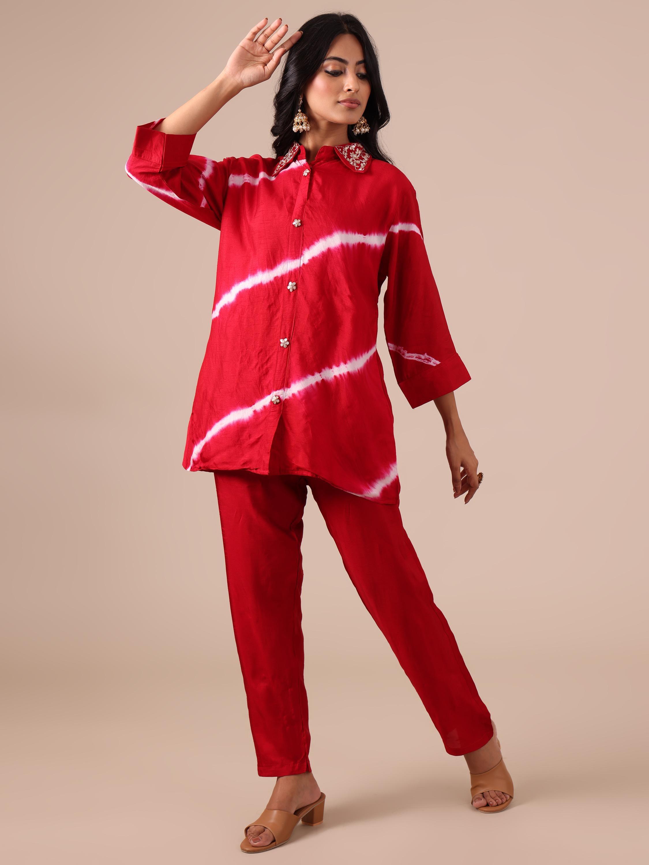 Rani Silk Co-ord Set with Applique & Dapka Work - House of Surya