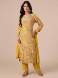 Yellow Suit In Thread, Sequins & Cutdana Work - House of Surya