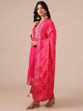 Rani Color Suit with Bandhej Dupatta - House of Surya