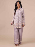Lavender Color Chinon Co-ord Set With Cutdana and Silver Work - House of Surya