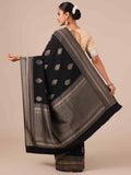 Black Tussar Silk Saree - House of Surya