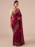 Maroon Tussar Silk Weaving Saree with a Matching Blouse - House of Surya