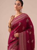 Maroon Tussar Silk Weaving Saree with a Matching Blouse - House of Surya