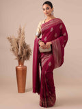 Maroon Tussar Silk Weaving Saree with a Matching Blouse - House of Surya