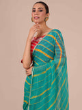 Rama Chiffon Saree with Leheriya Print - House of Surya