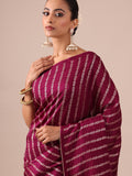 Meroon Dola Silk Weaving Saree with Unstitched Rani color Blouse - House of Surya