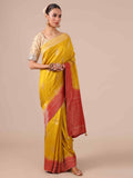 Mustard Dola Silk Saree - House of Surya