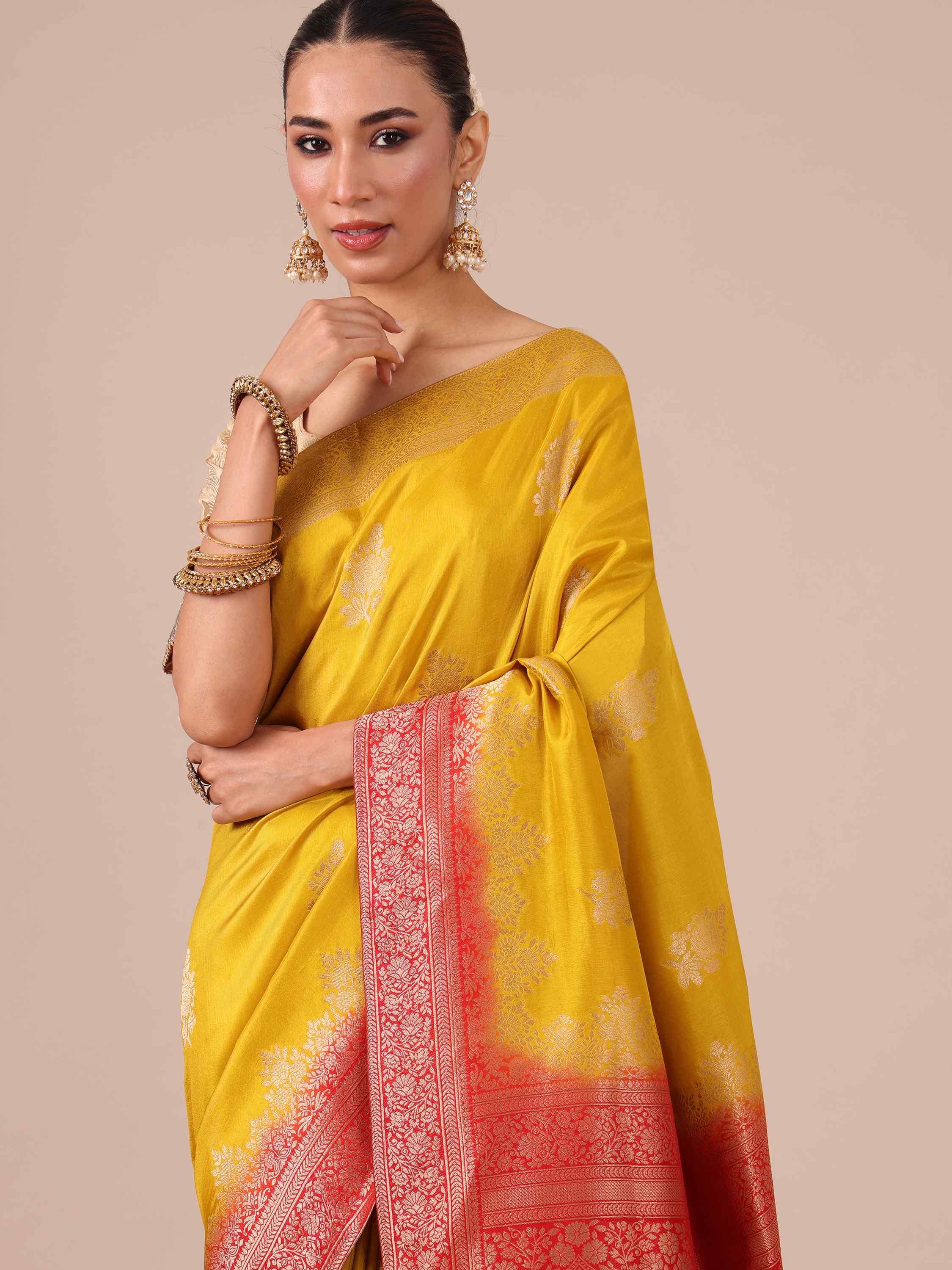 Mustard Dola Silk Saree - House of Surya