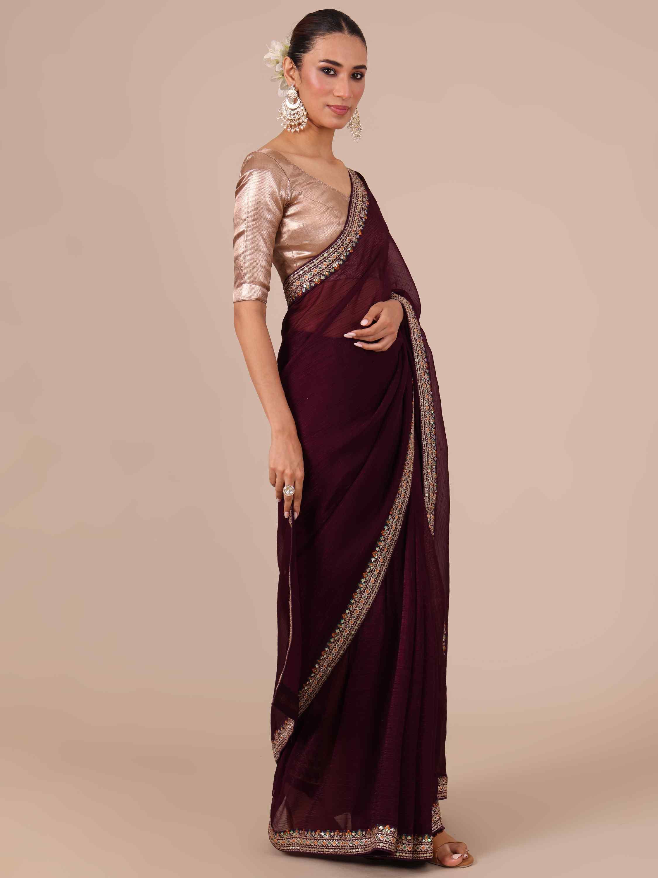 Buy Maroon Saree Online – House of Surya