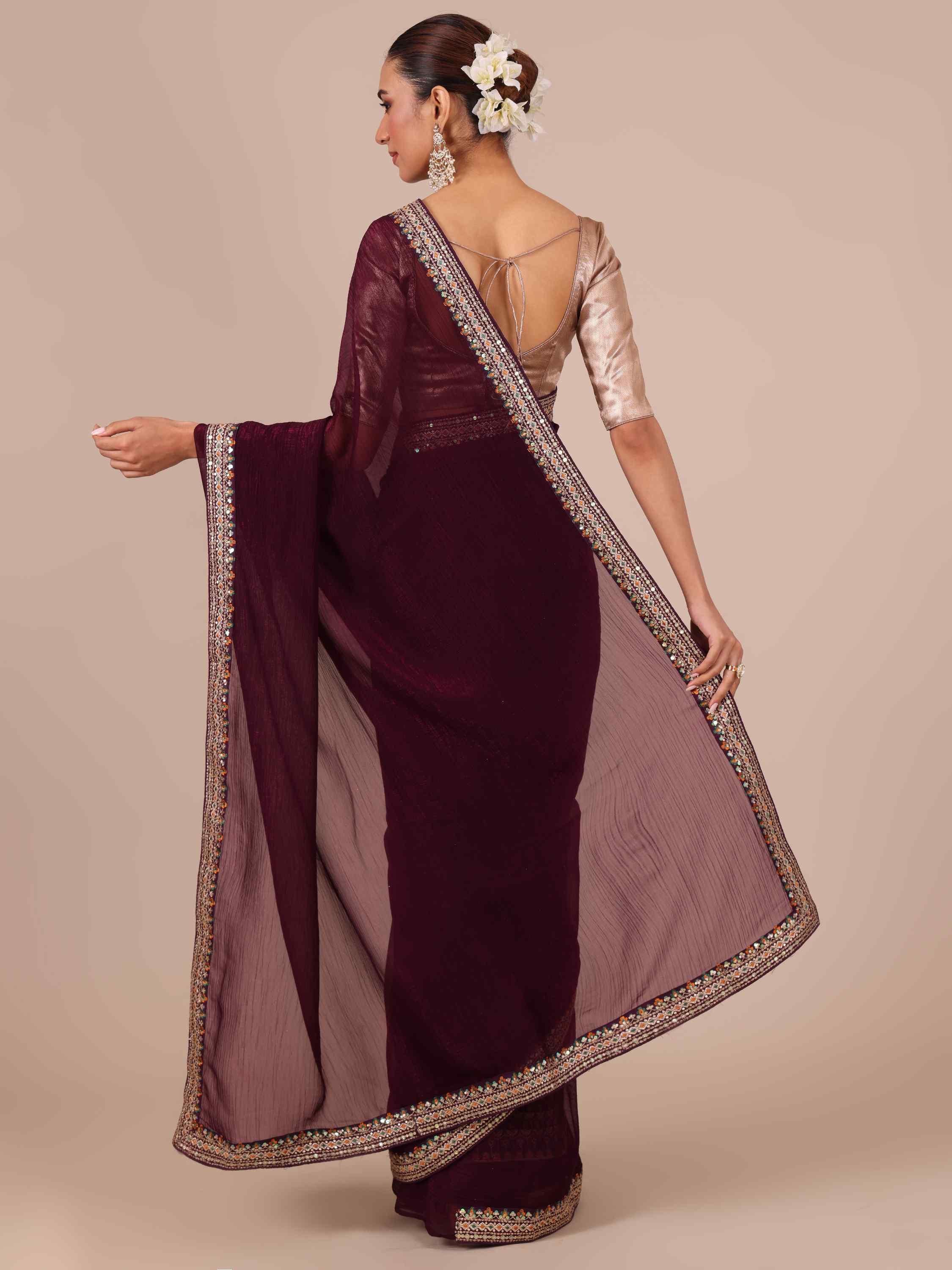 Buy Maroon Saree Online – House of Surya
