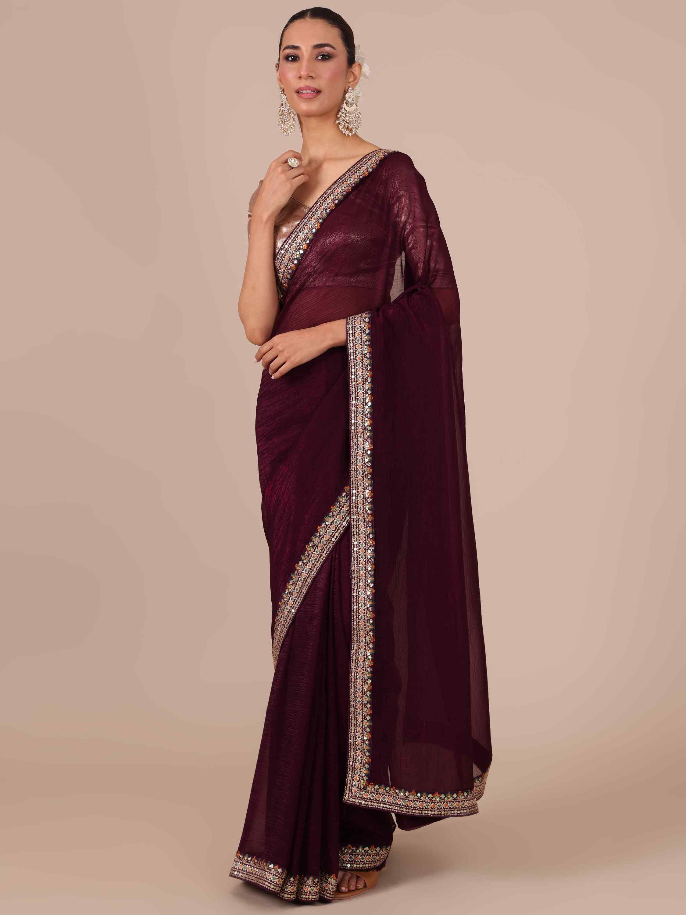 Buy Maroon Saree Online – House of Surya
