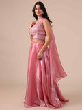 Peach Color Lehenga Choli with Sequins & Thread Work - House of Surya