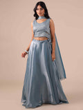 Ice Blue Lehenga Choli with Sequins & Thread Work - House of Surya