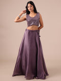 Dark Lavender Lehenga Choli with Sequins & Thread Work - House of Surya