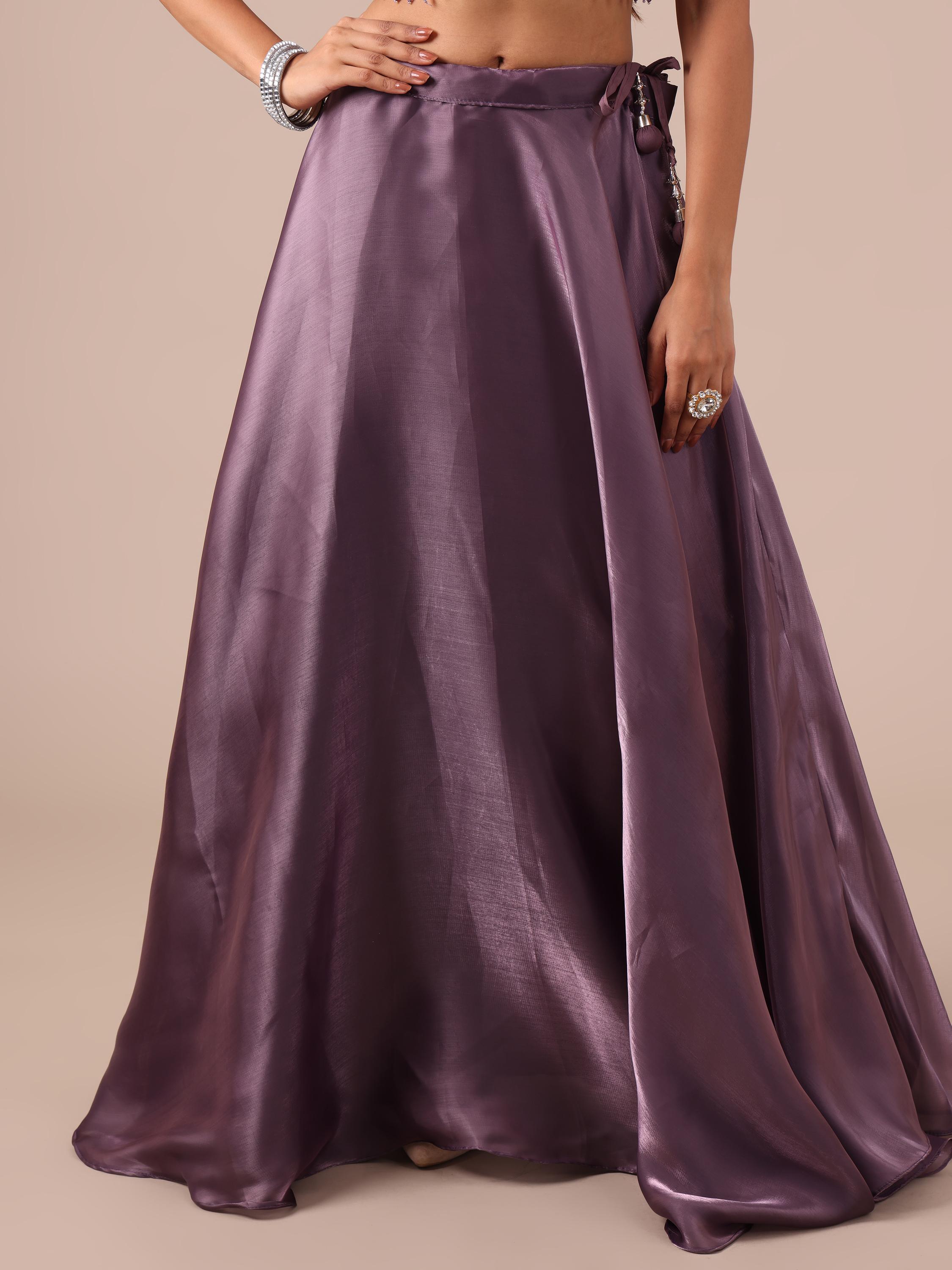 Dark Lavender Lehenga Choli with Sequins & Thread Work - House of Surya