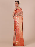Gold Silk Weaving Saree with Red Unstitched Blouse