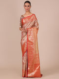 Gold Silk Weaving Saree with Red Unstitched Blouse