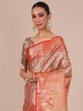 Gold Silk Weaving Saree with Red Unstitched Blouse