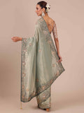Sea Green Tissue Organza Saree with Unstitched Blouse - House of Surya