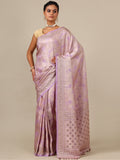 Pink Satin Silk Saree with Weaving Work – Unstitched