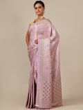 Pink Satin Silk Saree with Weaving Work – Unstitched