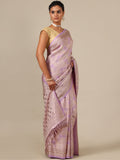 Pink Satin Silk Saree with Weaving Work – Unstitched