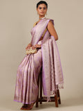 Pink Satin Silk Saree with Weaving Work – Unstitched