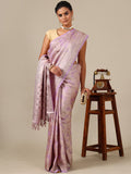 Pink Satin Silk Saree with Weaving Work – Unstitched