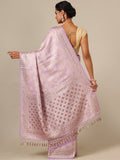 Pink Satin Silk Saree with Weaving Work – Unstitched