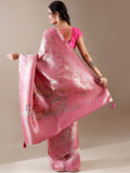 Charming Pink Silk Saree with Exquisite Weaving Unstitched Grace