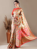 Ivory Dola Silk Saree with Weaving Work – Unstitched