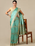 Sea Green Satin Silk Saree with Weaving Work