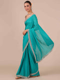 Rama Color Chinon Saree with Unstitched Blouse - House of Surya