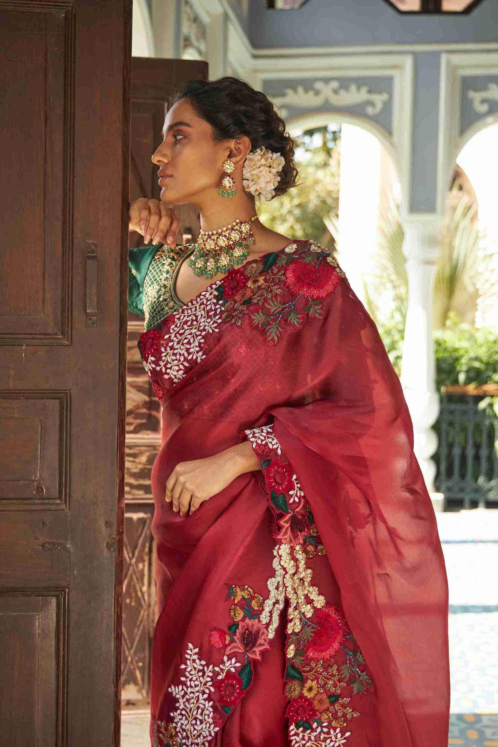 Buy Mehroon Colour Saree Online - House of Surya