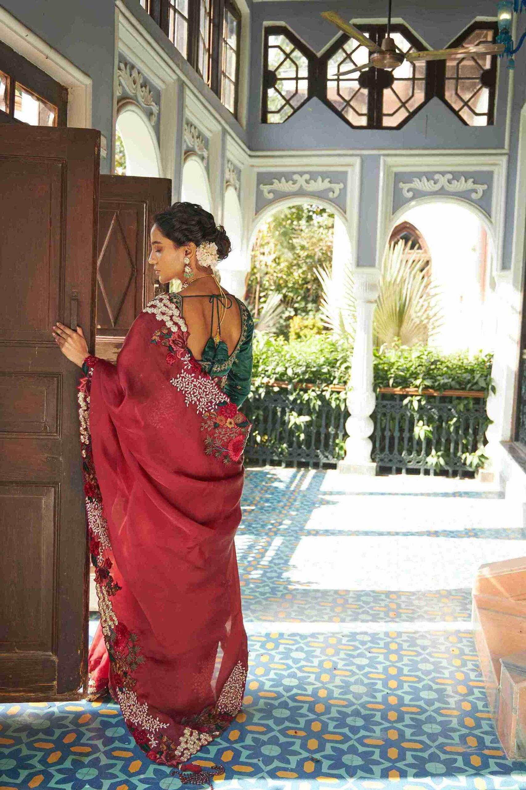 Buy Mehroon Colour Saree Online - House of Surya