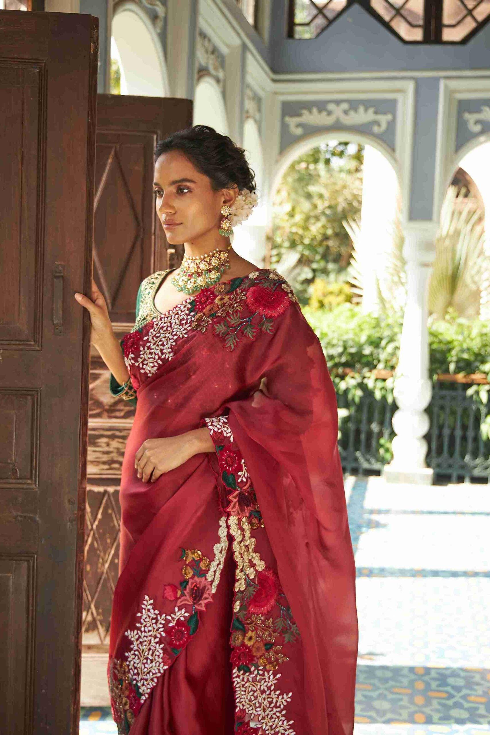 Buy Mehroon Colour Saree Online - House of Surya