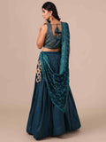 Peacock Blue Chikankari Lehenga Choli with Matching Dupatta - House of Surya