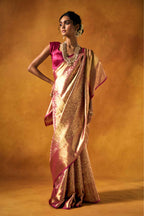 Golden Kanjivaram Silk Saree with Elegant Zari Work - Adira - House of Surya