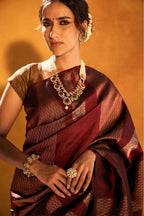 Buy Maroon Kanjivaram Silk Saree Online - House of Surya 