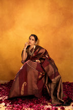 Maroon Kanjivaram Silk Saree with Luxurious Zari Embroidery - Adira - House of Surya